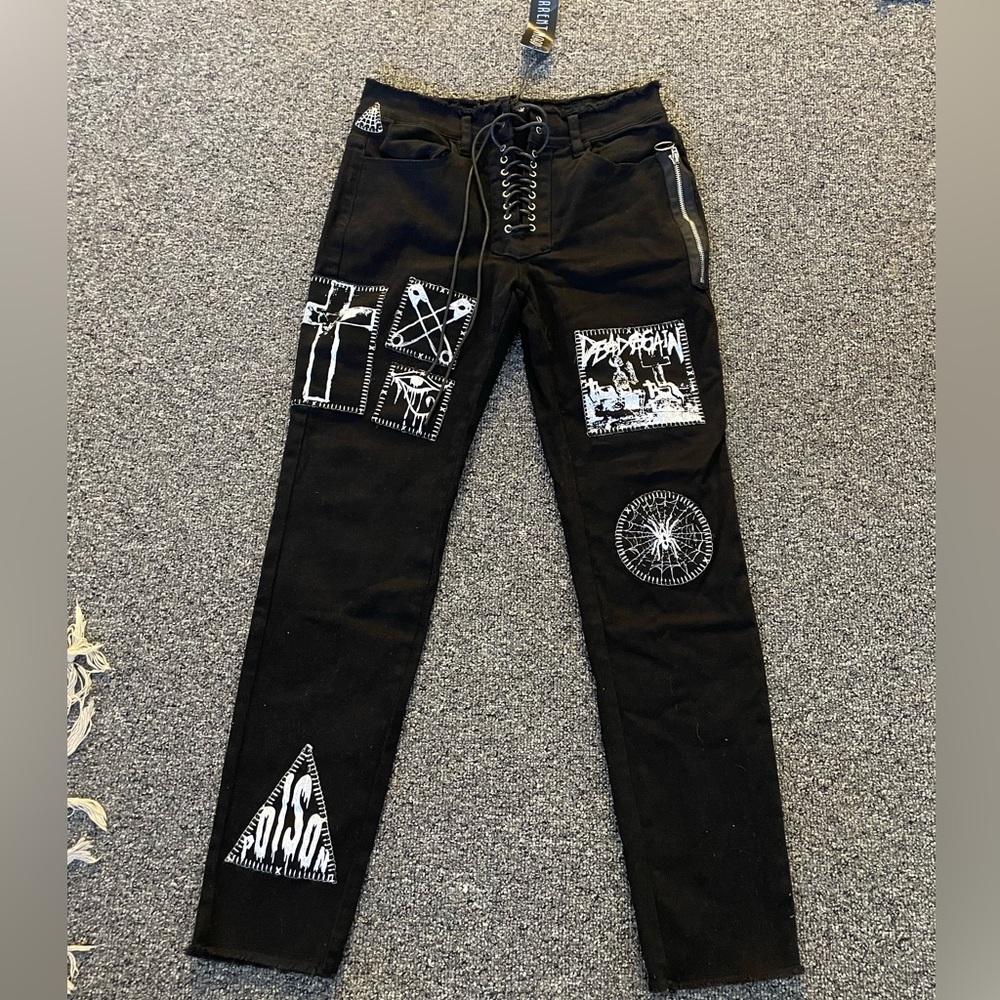 NWT DK Current mood patchwork lace up jeans